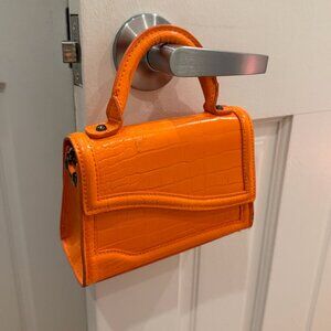 zara orange faux croc mini bag